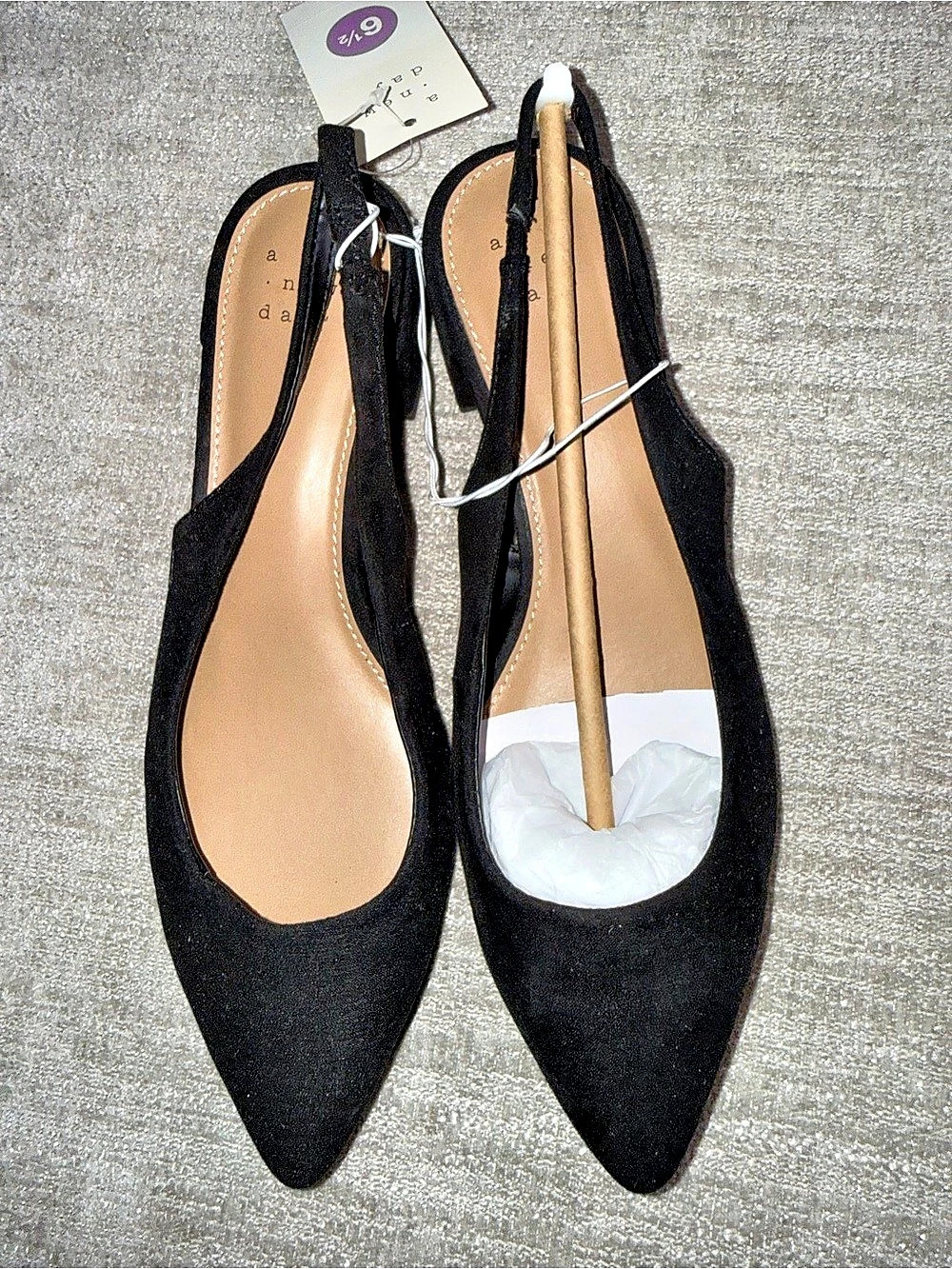 a new day Pointed-Toe Slingback Flats Black US 6.5